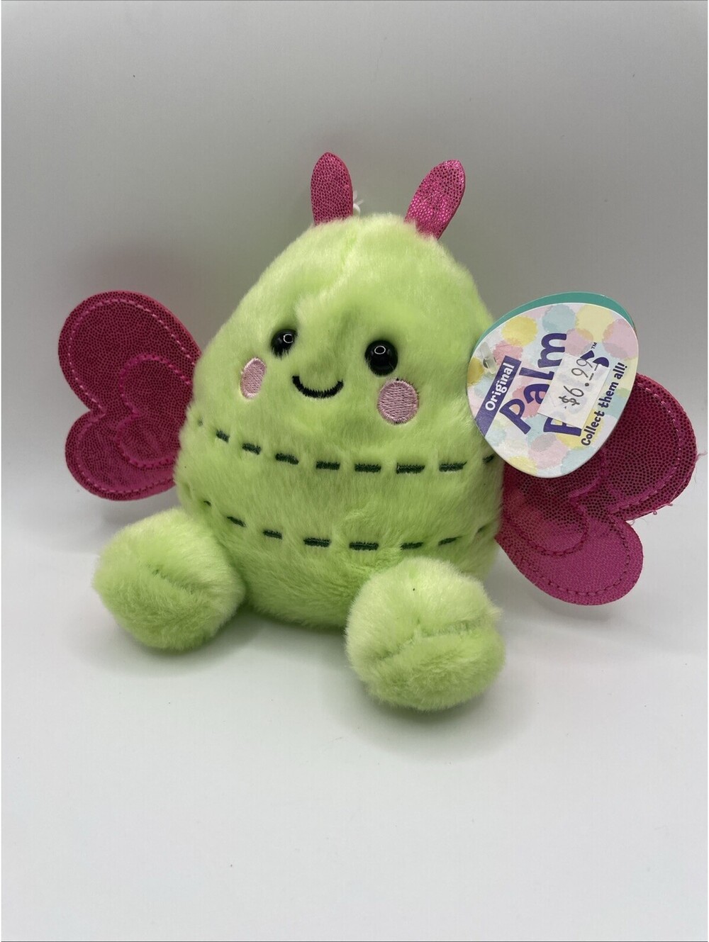 Palm Pals Butterfly Plush Doll Small Green Pink Wings #1-194